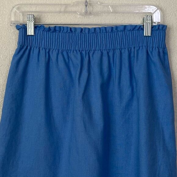 NWOT J. Crew Linen Blend Blue Scallop Hem Pull On Skirt - Picture 7 of 11